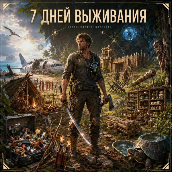 Обложка The Forest: полное прохождение первых 7 дней — гайд по выживанию, крафту и поиску катаны