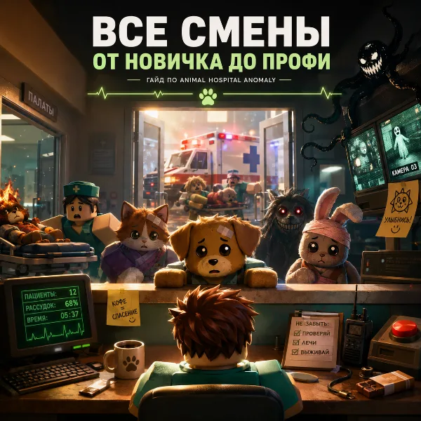 Обложка Roblox: Animal Hospital Anomaly: гайд по всем сменам от новичка до профи