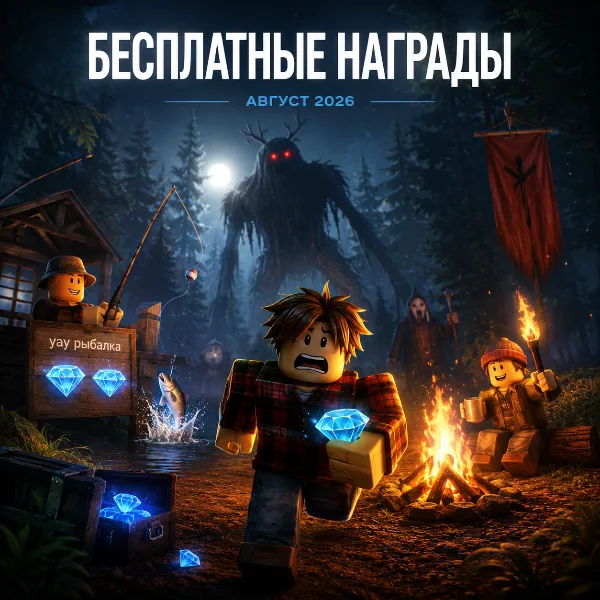 Обложка Коды 99 Nights in the Forest в Roblox (август 2026): алмазы, Flames и секрет с рыбалкой