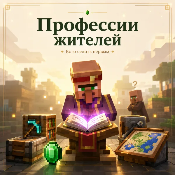 Обложка Все профессии жителей в Minecraft: рабочие блоки, торговля и лучшие сделки
