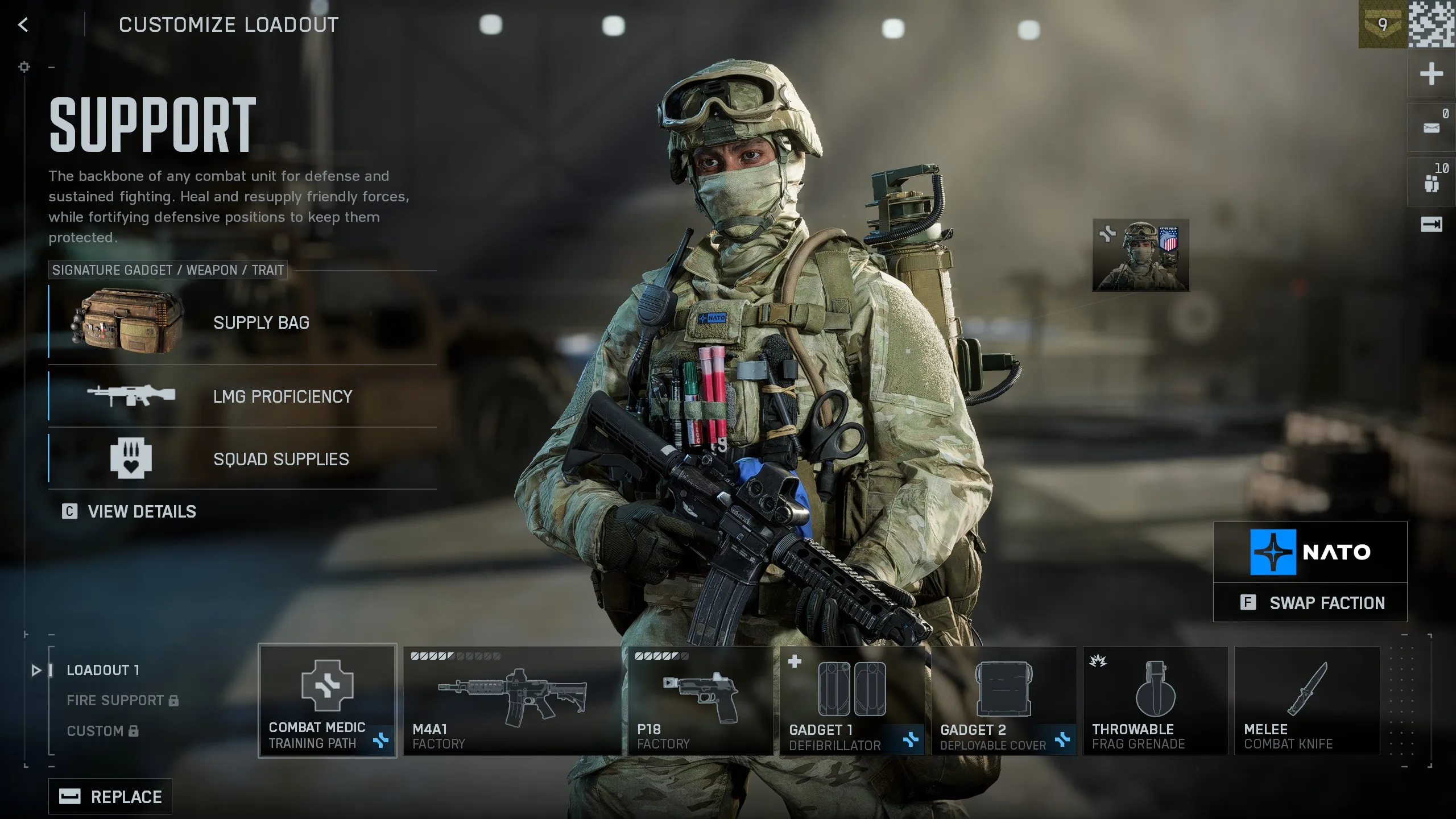 Класс поддержки в Battlefield 6 с медицинским снаряжением
