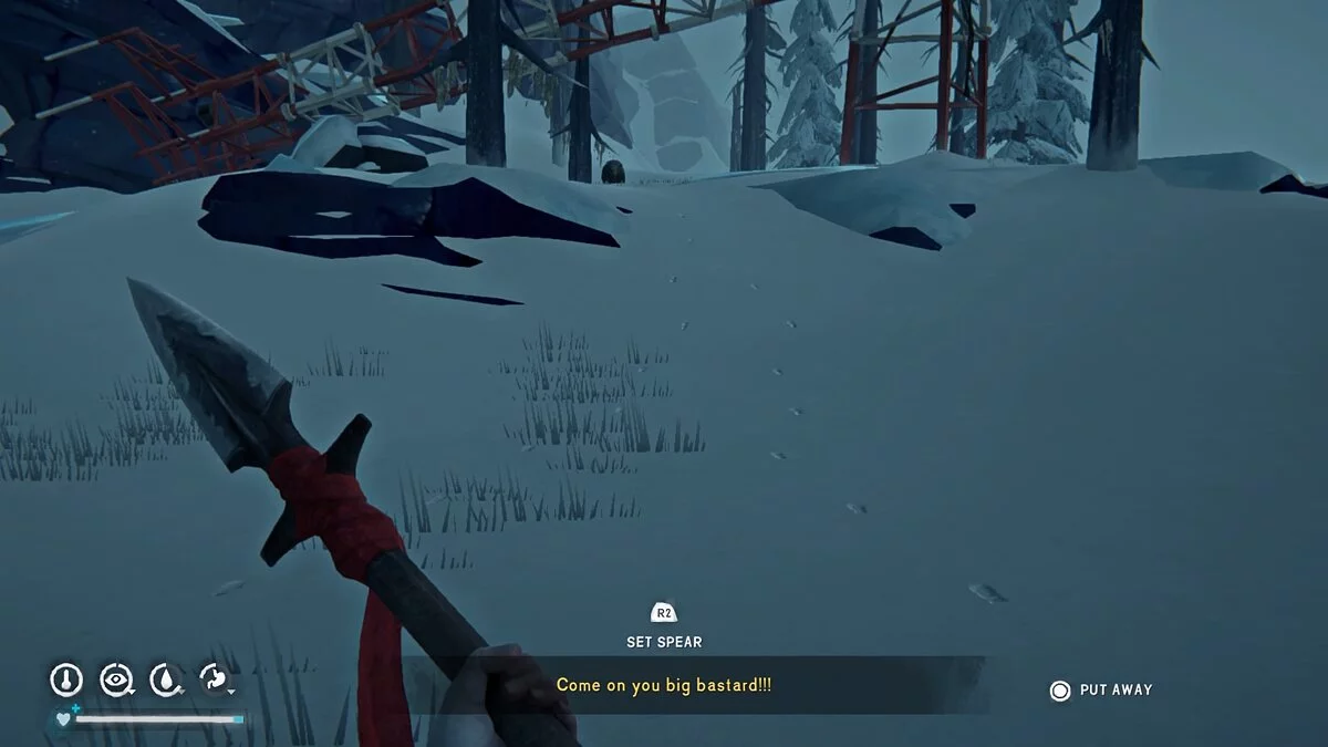 Схватка с медведем при помощи копья в The Long Dark