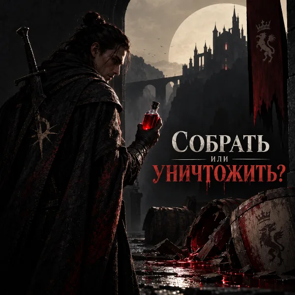 Обложка The Blood of Dawnwalker: собрать кровь или уничтожить бочки Амбруса — награды и последствия выбора