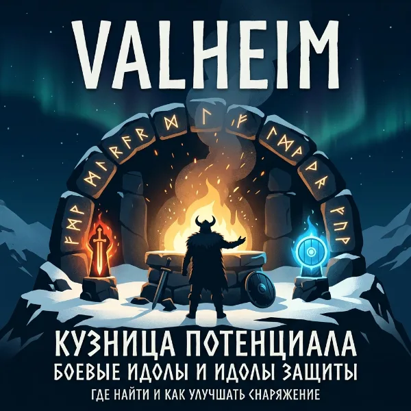 Обложка Боевые идолы и Идолы защиты в Valheim: где найти Кузницу потенциала и как улучшать снаряжение