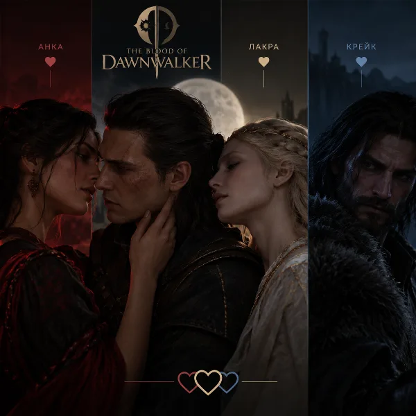 Обложка Романы в The Blood of Dawnwalker: как влюбить в Коэна Анку, Лакру и Крейка