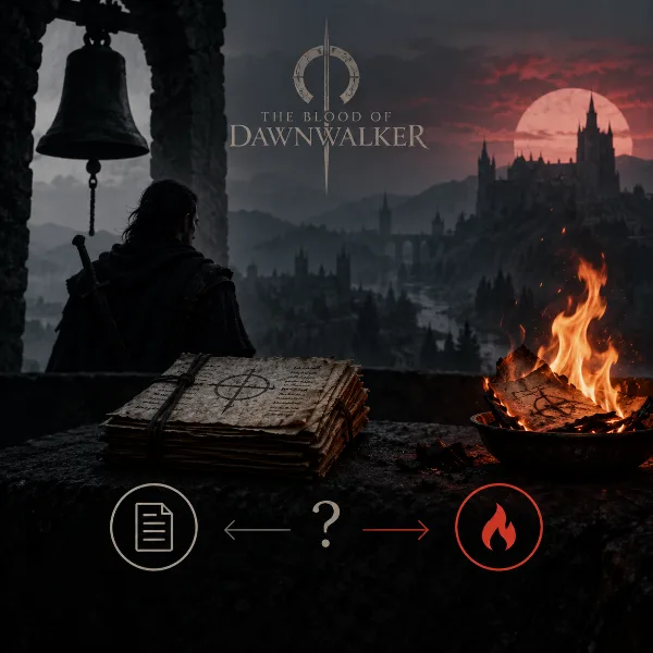 Обложка «Эхо умолкших колоколов» в The Blood of Dawnwalker: прохождение и стоит ли сжигать записи