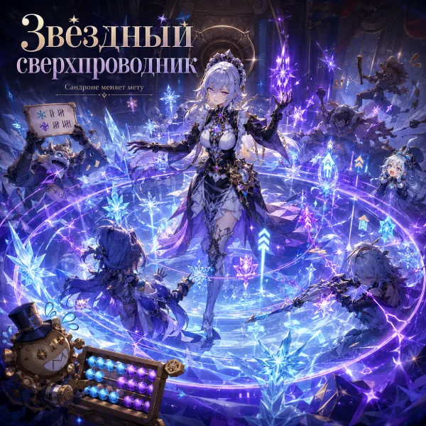 Обложка Звёздный сверхпроводник в Genshin Impact: разбор Крио-Электро реакции, поля «Предел путеводной звезды» и усиления Сандроне