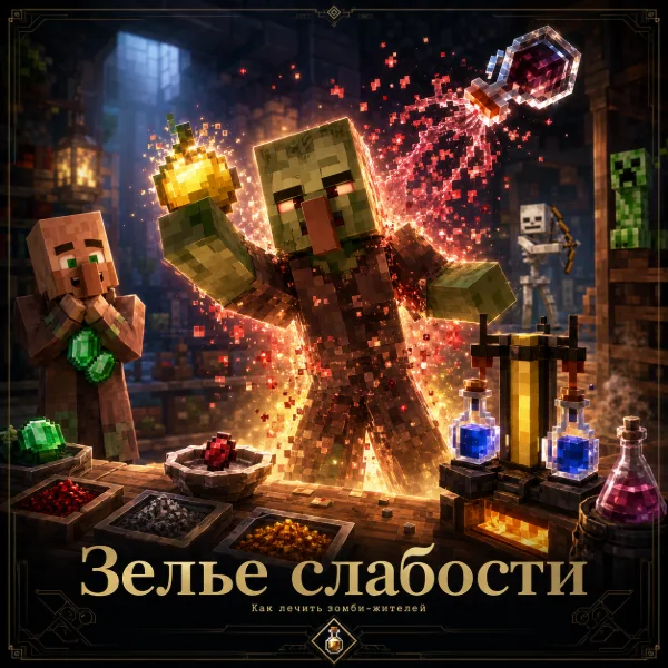 Обложка Зелье слабости в Minecraft: рецепт, ингредиенты и как вылечить зомби-жителя