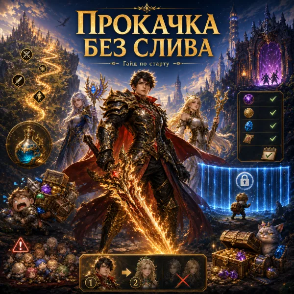 Обложка Прокачка в DragonSword: Awakening: как быстро поднять уровень аккаунта и героев, лимиты и приоритеты развития