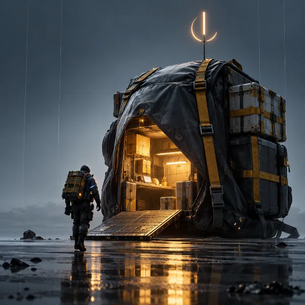 Обложка Death Stranding 2: локация убежища The Adventurer и все его дополнительные заказы