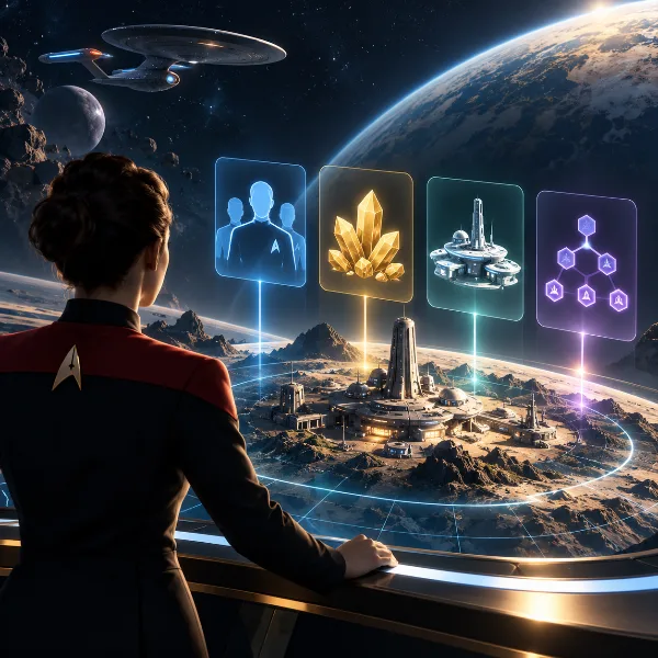 Обложка Star Trek: Outposts Unknown — гайд для новичка: экипаж, ресурсы, аванпост и древо технологий