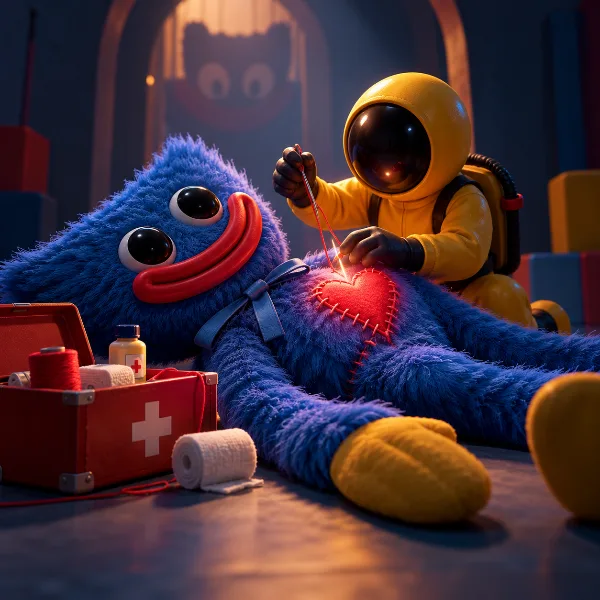 Обложка Как оживить напарника и восстановить здоровье в Escape from Playtime: Барри, набор для шитья и лечащие предметы