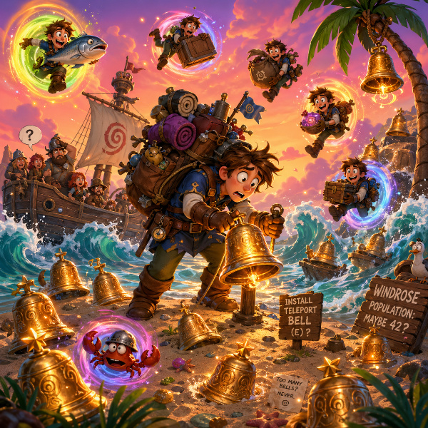 Обложка Колокол быстрого перемещения в Windrose: как найти, построить и использовать телепорты