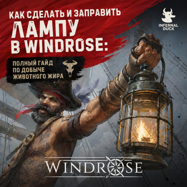 Обложка Как сделать и заправить лампу в Windrose: полный гайд по добыче животного жира