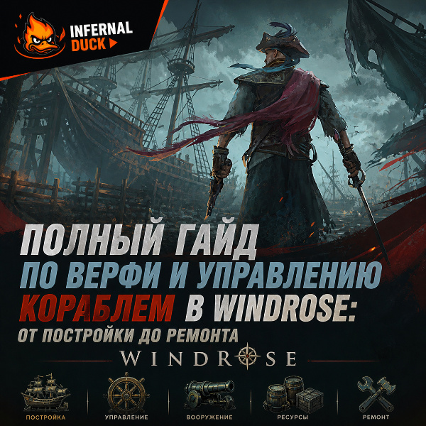 Обложка Полный гайд по верфи и управлению кораблем в Windrose: от постройки до ремонта