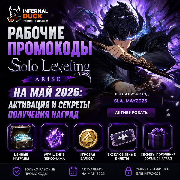 Обложка Рабочие промокоды Solo Leveling Arise на май 2026: активация и секреты получения наград