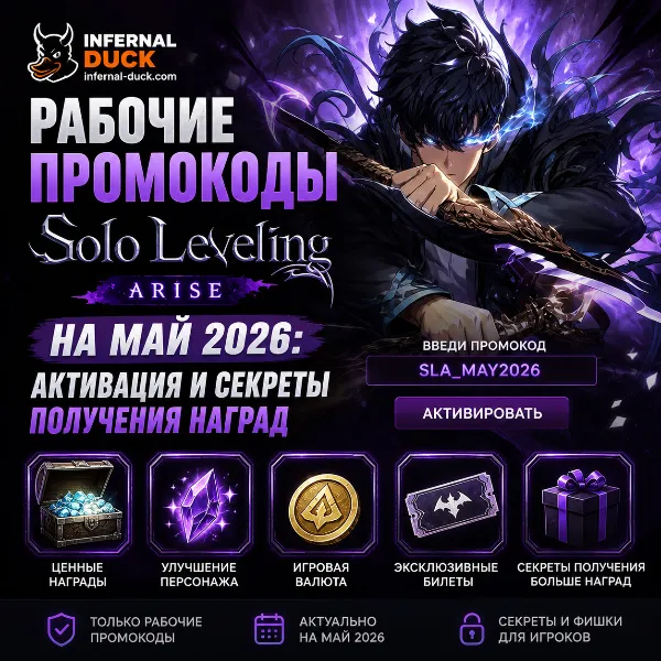 Обложка Рабочие промокоды Solo Leveling Arise на май 2026: активация и секреты получения наград