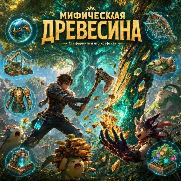 Обложка Мифическая древесина в Palworld: где найти на Мировом Древе и как фармить без потерь