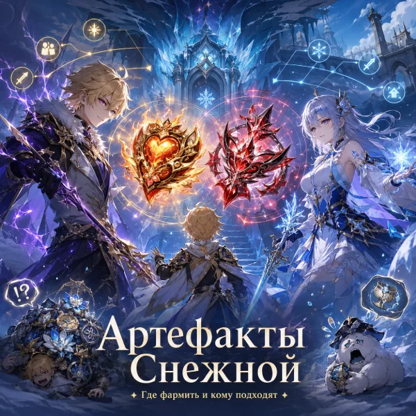 Обложка Новые артефакты Genshin Impact 7.0: гайд по сетам «Растопленное очагом сердце» и «Багряное доказательство» в Снежной