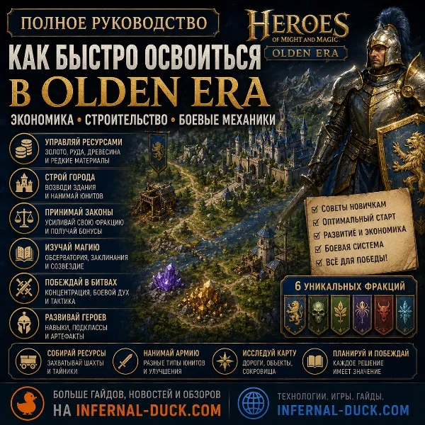 Обложка Полный гайд по Heroes of Might and Magic: Olden Era — стратегии, механики и советы для старта