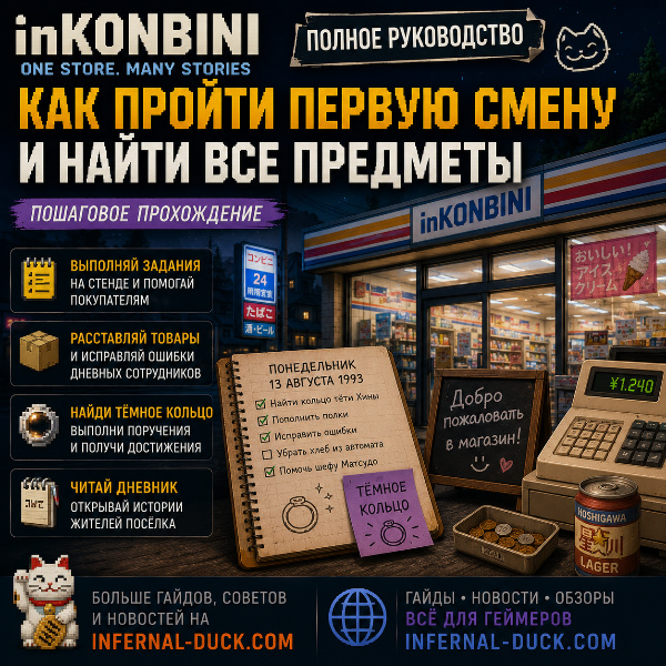Обложка inKONBINI: Полное прохождение — Все смены, секреты и достижения