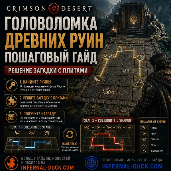 Обложка Прохождение головоломки с плитами в руинах утёса Отзвуков Эха в Crimson Desert