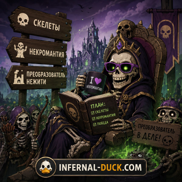 Обложка Полный гайд по Некрополю в Heroes of Might and Magic: Olden Era — тактика, герои и снежный ком