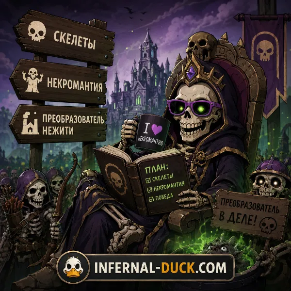 Обложка Полный гайд по Некрополю в Heroes of Might and Magic: Olden Era — тактика, герои и снежный ком