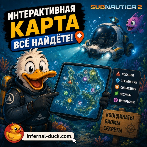 Обложка Интерактивная карта Subnautica 2: где найти все ресурсы, чертежи и локации в раннем доступе
