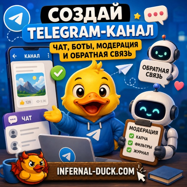 Обложка Как создать канал и чат-бота в Telegram: полный гайд по настройке модерации и обратной связи
