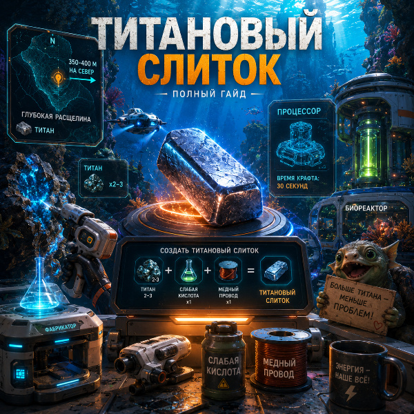 Обложка Как сделать титановый слиток в Subnautica 2: полный гайд по крафту и поиску