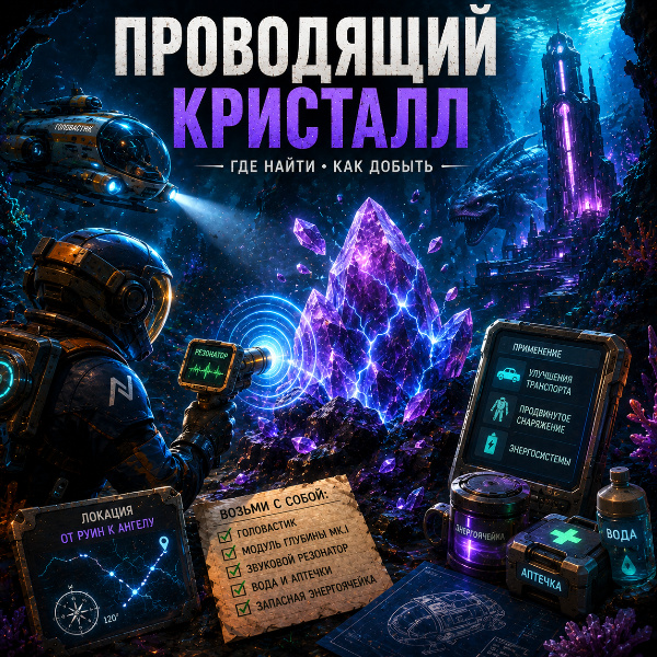 Обложка Гайд по поиску Проводящего кристалла в Subnautica 2: локации и добыча