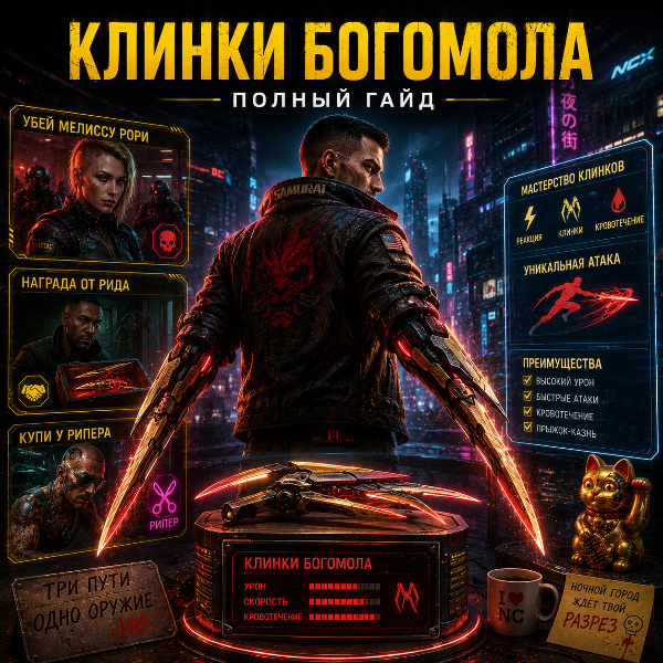 Обложка Как получить Клинки богомола в Cyberpunk 2077: полный гайд по всем способам