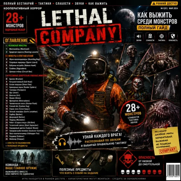 Обложка Полный бестиарий Lethal Company: Все монстры, их слабости и тактики