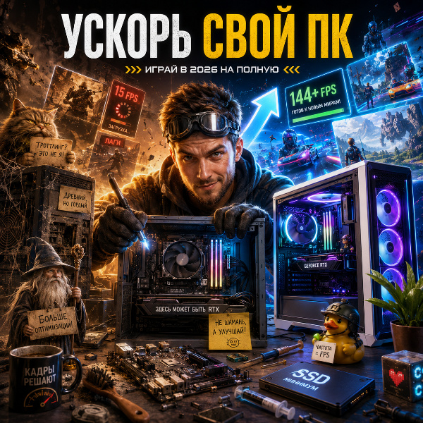 Обложка Как ускорить старый ПК для игр в 2026 году: подробный гайд