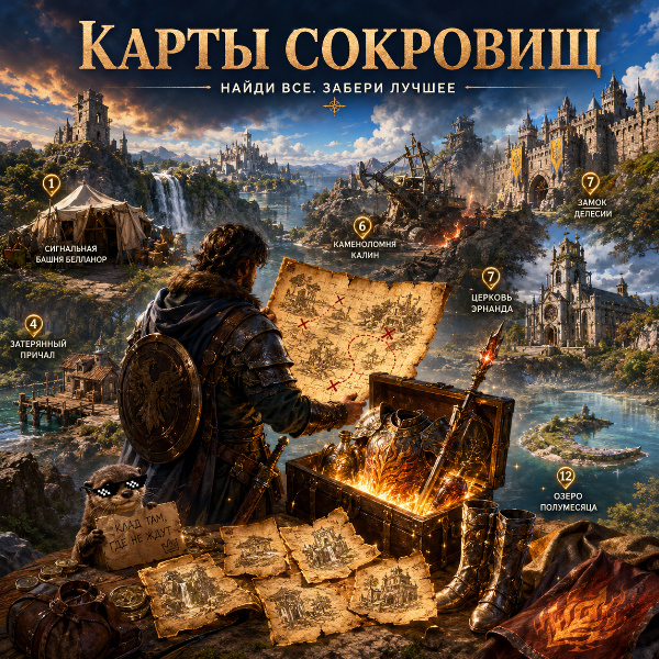 Обложка Все локации карт сокровищ в Crimson Desert: полный гайд по поиску кладов