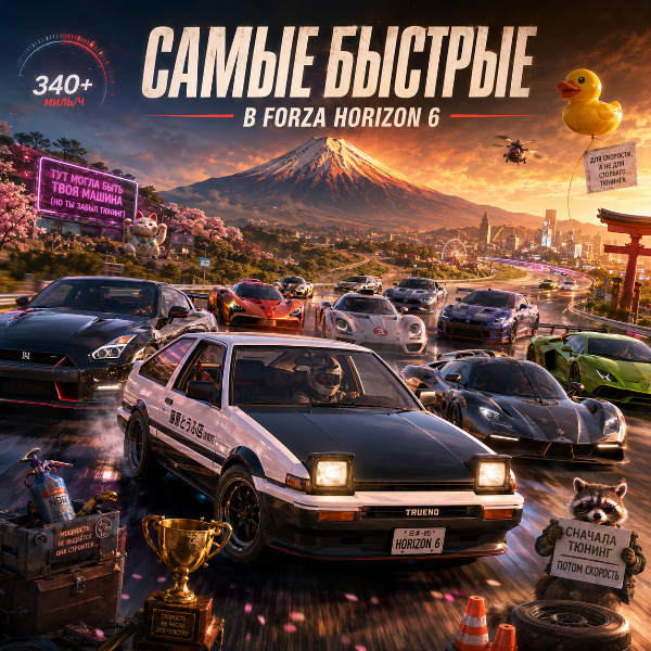 Обложка Самая быстрая машина в Forza Horizon 6: рейтинг топовых авто, тюнинг и рекорды скорости