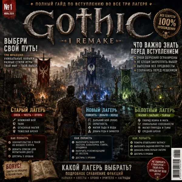 Обложка Как вступить в лагерь в Gothic 1 Remake: гайд по всем трём фракциям (Старый, Новый, Болотный)