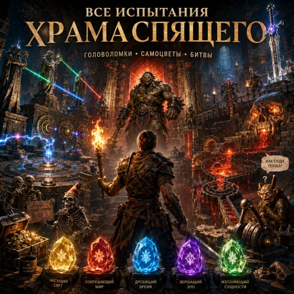 Обложка Храм Спящего в Gothic 1 Remake: пять камней, один меч и орк, которому надо просто поесть