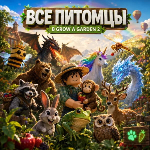 Обложка Полный гайд по питомцам Grow a Garden 2: список, способности и как получить лучших