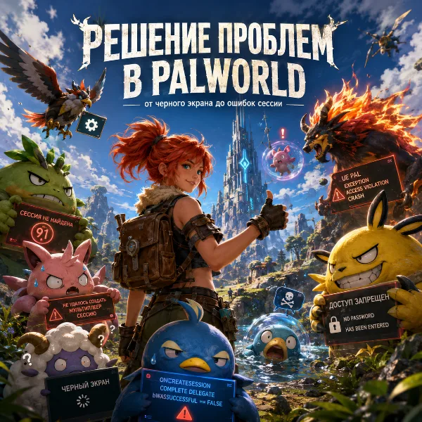 Обложка Ошибки Palworld после обновления: как исправить все проблемы с запуском, вылетами и подключением