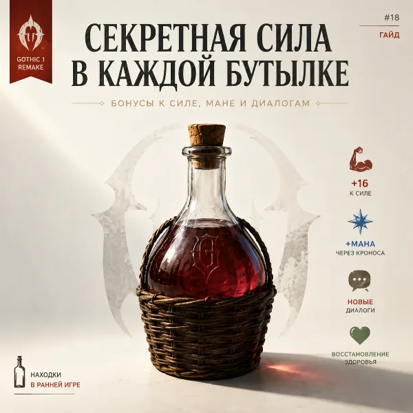 Обложка Алкоголь в Gothic 1 Remake: бонусы к силе, мане и диалогам — полное руководство