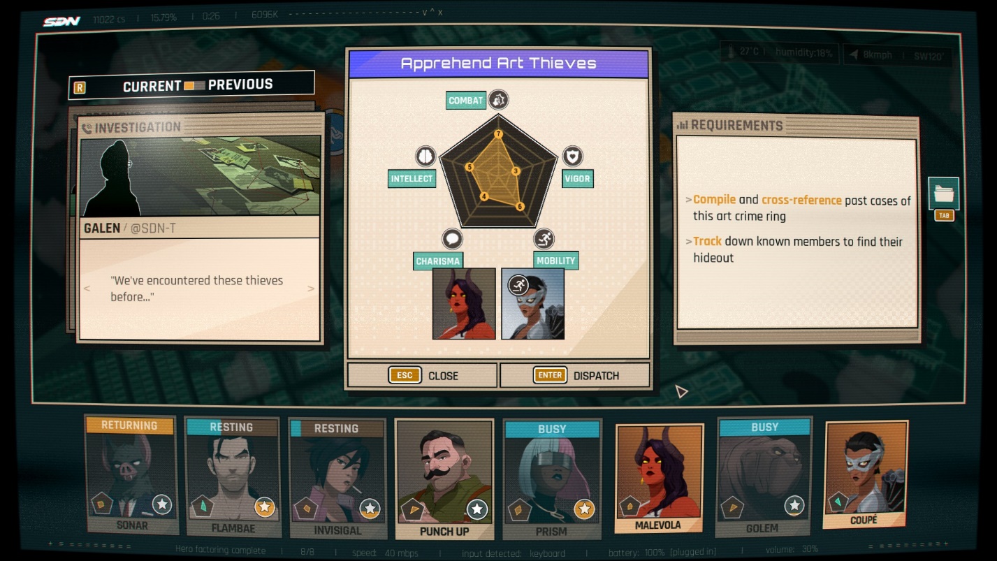 Команда героев преследует воров картин