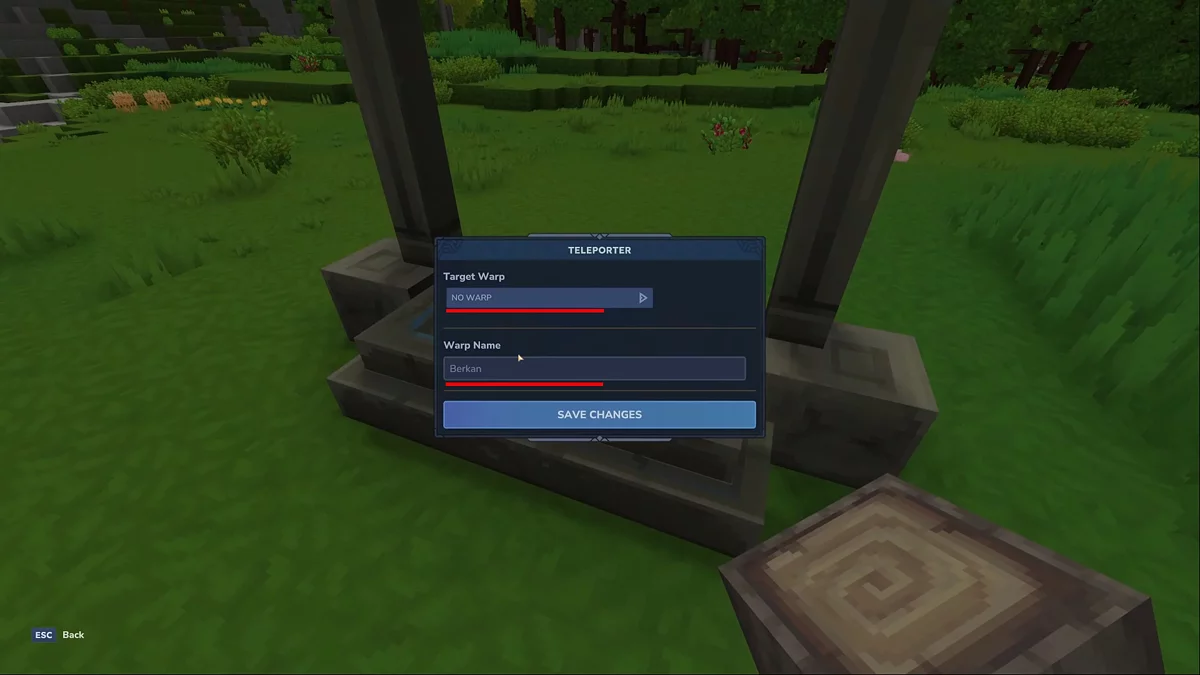 Настройка целей и названий телепортов в меню Hytale