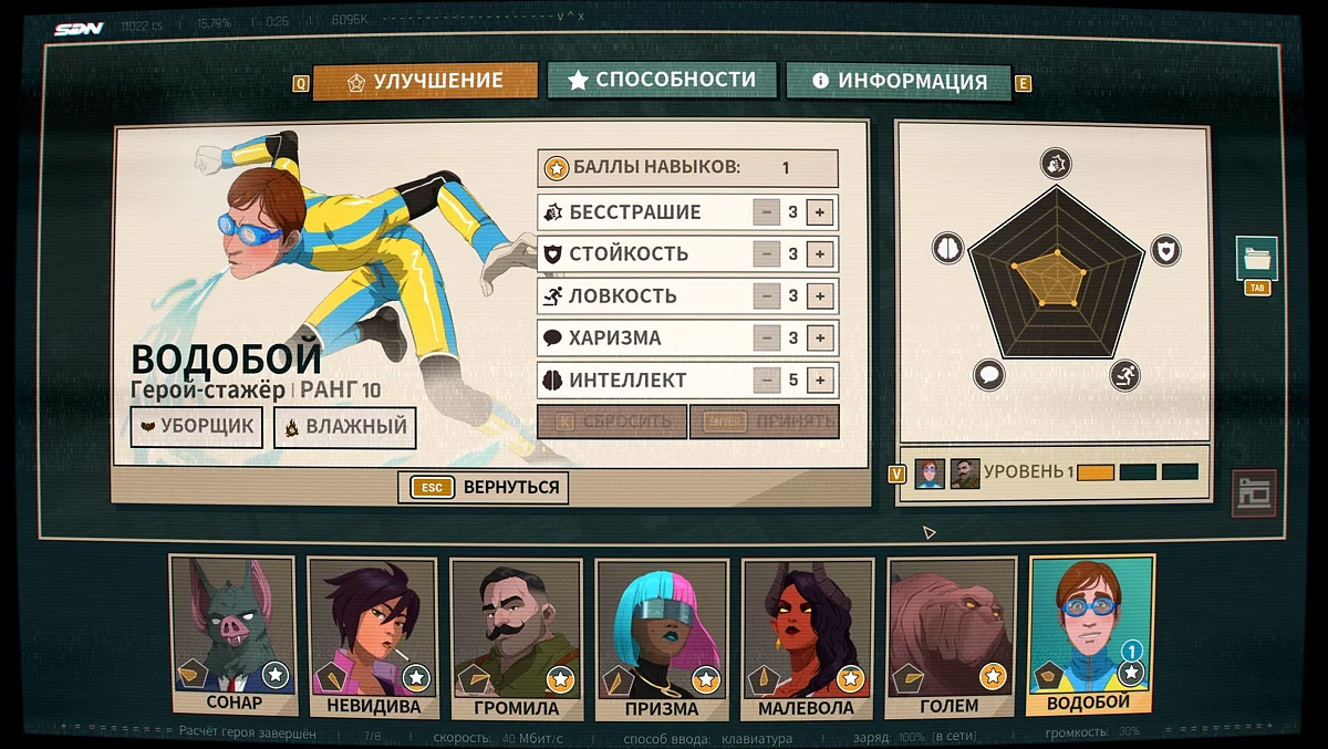 Водобой — рыжеволосый герой с водными способностями