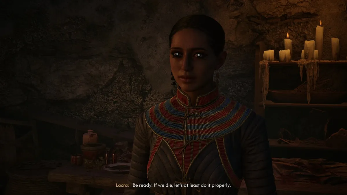 Лакра готовит Коэна к схватке с Бренцисом в The Blood of Dawnwalker