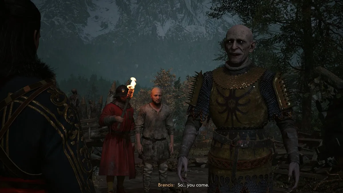 Бренцис прибывает на переговоры с Коэном к Утёсу Сорокопута в The Blood of Dawnwalker
