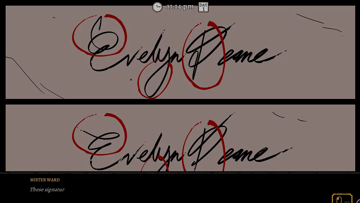 Анализ поддельного письма Эвелин Дин с характерными завитками