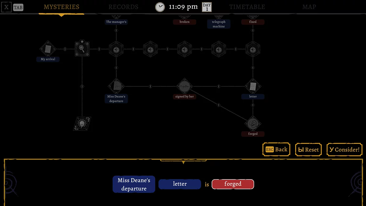 Интерфейс составления гипотезы в карте расследования