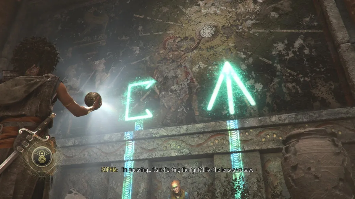 София проявляет скрытые синие метки на полу в Resonance: A Plague Tale Legacy